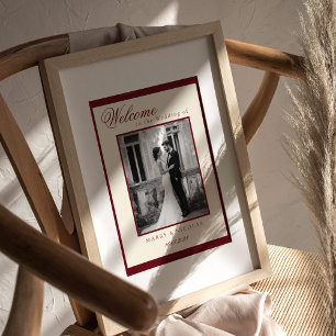 Poster Photo noir et blanc Bienvenue de mariage d'argent 