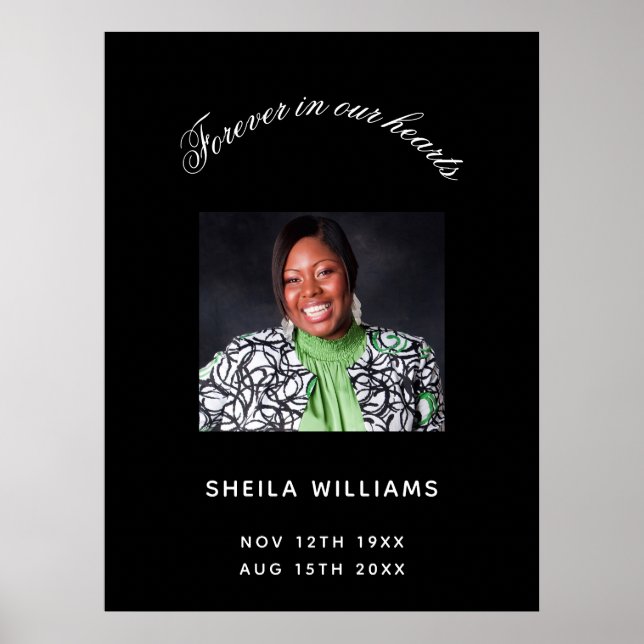 Poster Photo noir et blanc de funérailles commémoratives (Devant)