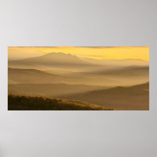 Poster photo of a mountainous autumn forest, mountains, p