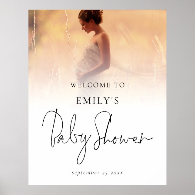 Poster Photo Overlay Baby shower d'accueil de script mode (Devant)