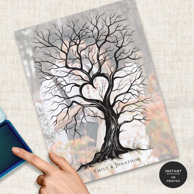Poster Photo Overlay Thumbprint Tree Mariage Livre d'invi (Alternative guest book idea)