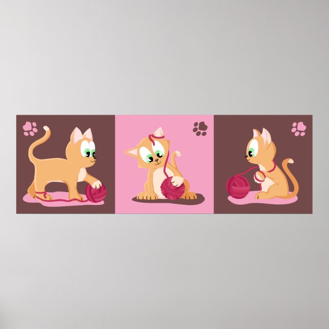 Poster Photo panoramique de chats en cuivre chaton Kitten (Devant)