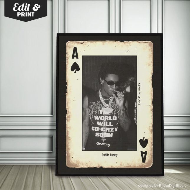 Poster Photo personnalisée Ado Wall Art, Poker Ace de piq (Custom Photo Teen Wall Art, Poker Ace of Spades Poster)