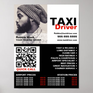 Poster Photo personnalisée, chauffeur de taxi - Tarifs