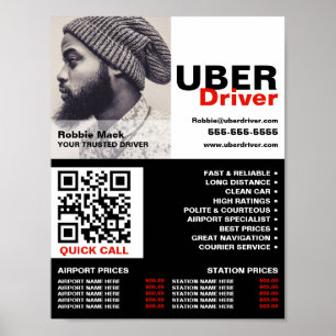 Poster Photo personnalisée, Conducteur Uber - Tarifs
