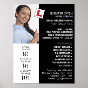 Poster Photo personnalisée, École de conduite, Instructeu