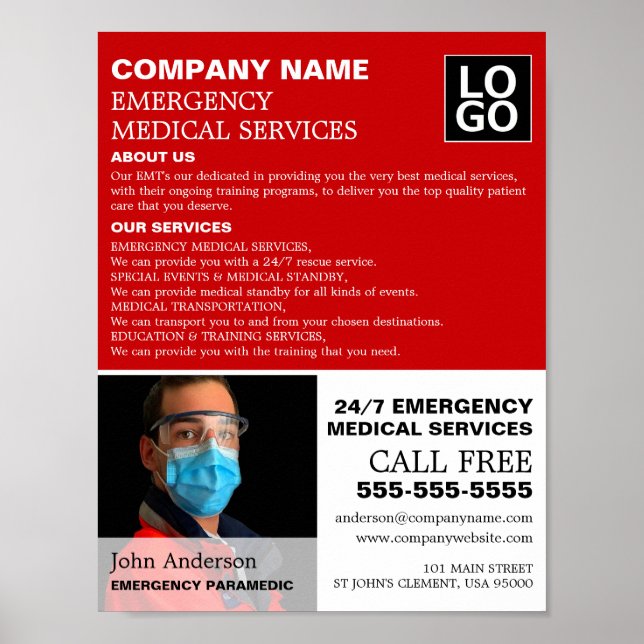 Poster Photo personnalisée, EMT, Paramedic (Devant)