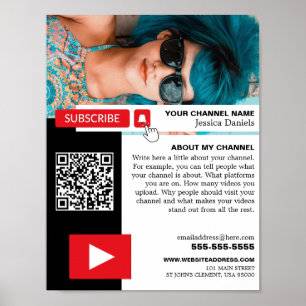 Poster Photo personnalisée et code QR, Youtube - Vlogger