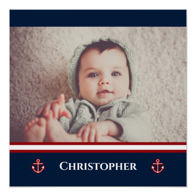 Poster Photo Personnalisée Marine Marine Bleu Rouge Blanc (Devant)