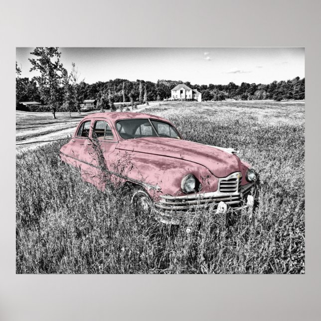 Poster Photo personnalisée, noir & blanc de la voiture vi (Devant)
