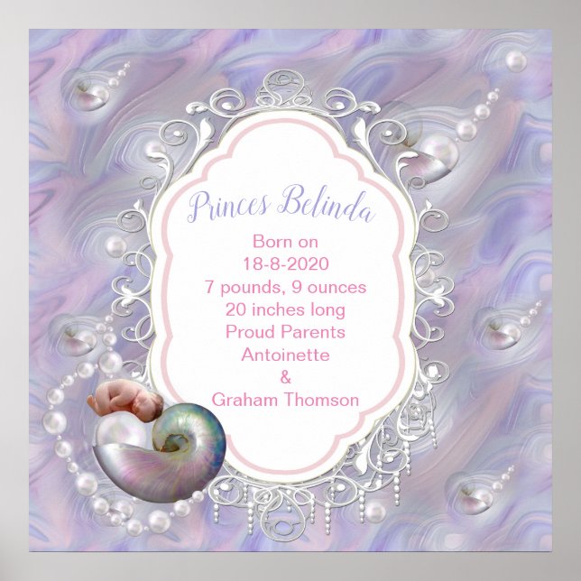 Poster photo Pinkie-Rose Nouveau bébé fille cadre  (Devant)