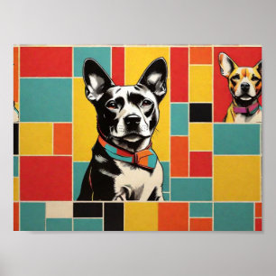 Poster Photo Pop Art Dog - Moderne Retro Color Block Post