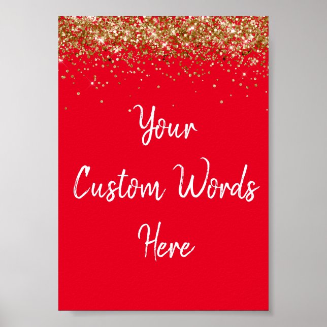 Poster Photo Prop d'anniversaire Red White & Gold (Devant)