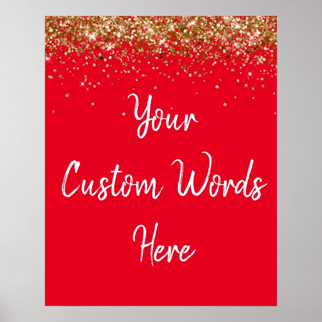 Poster Photo Prop d'anniversaire Red White & Gold (Devant)