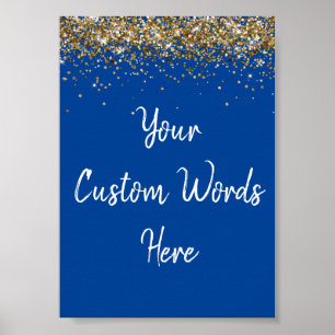 Poster Photo Prop pour fête d'anniversaire bleu et or