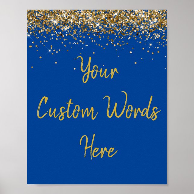 Poster Photo Prop pour fête d'anniversaire Blue Gold pers (Devant)