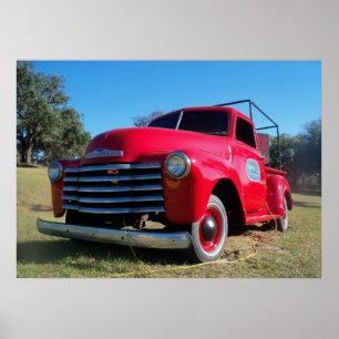Poster Photo rouge d'affiche de camion pick-up de pays de