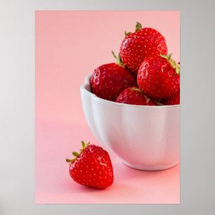 Poster Photo stylisée de fraises rouges fraîches sur fond