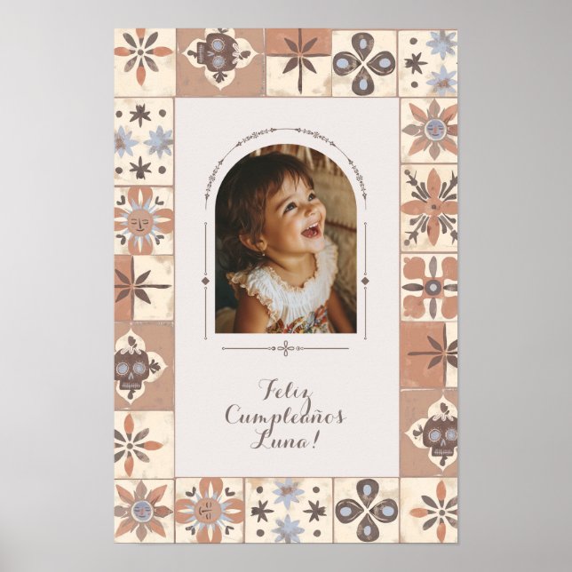 Poster Photo sur mesure Carrelage mexicain Fiesta Neutral (Devant)