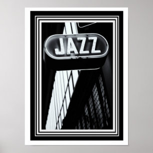 Poster Photo vintage 12 x 16 de jazz de B&W