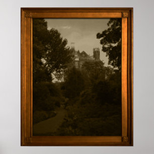 Poster Photo vintage d'un château dans un faux cadre - Ac