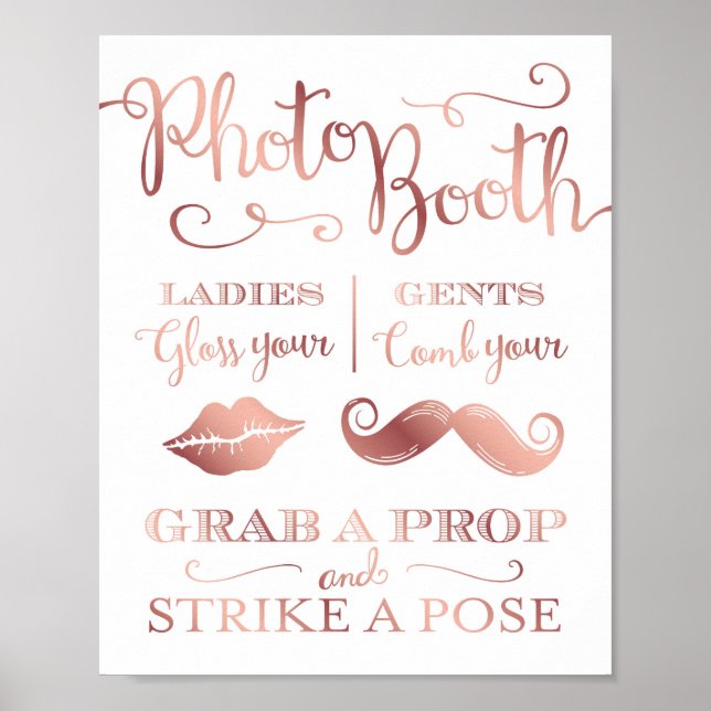 Poster Photobooth Chic Rose Gold - Signe Imprimé pour se  (Devant)