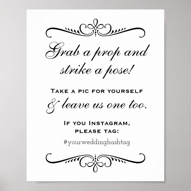 Poster Photobooth de mariage élégant noir Saisir un acces (Devant)