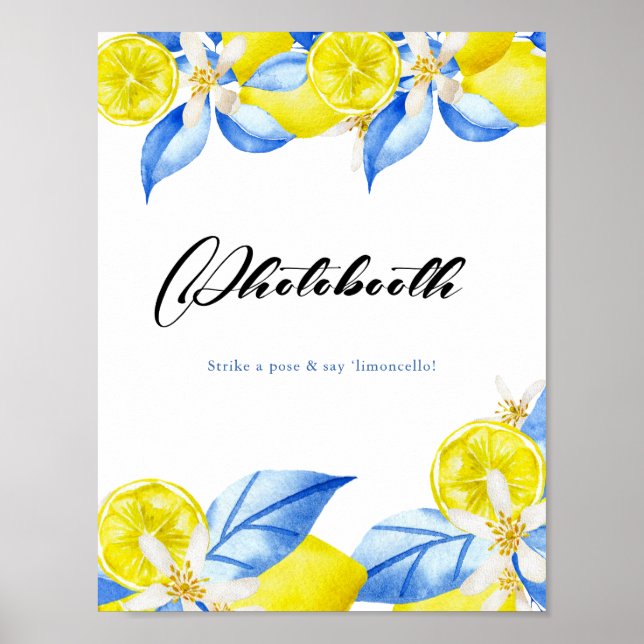 Poster Photobooth de mariage floral au citron italien (Devant)