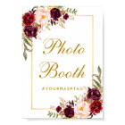 Photobooth de mariage floral Bourgogne Or