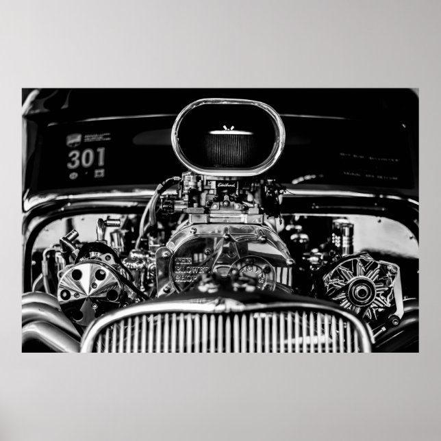 POSTER PHOTOGRAPHIE À GRANDE ÉCHELLE DU MOTEUR DE VOITURE (Devant)
