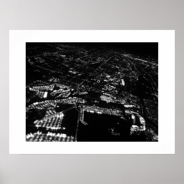 Poster Photographie aérienne de Californie noir et blanc (Devant)
