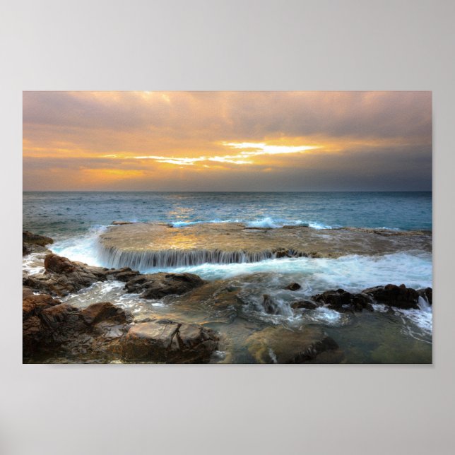 Poster photographie aérienne de la côte rocheuse (Devant)