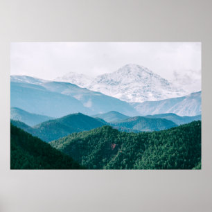 POSTER PHOTOGRAPHIE AÉRIENNE DE LA MONTAGNE ET DE L'ARBRE