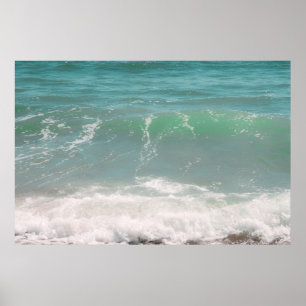 Poster Photographie bleue de plage de mer verte de vagues
