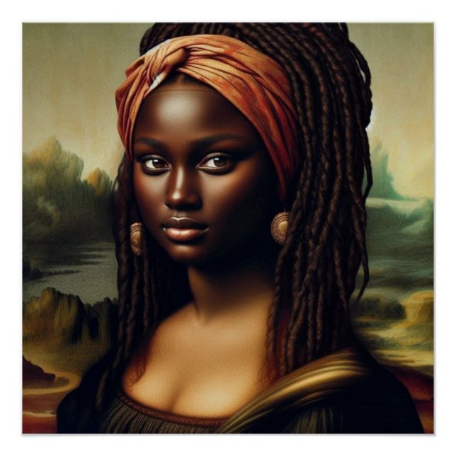 Poster Photographie d'art de Mona Lisa en noir (Devant)