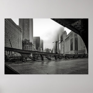 Poster Photographie de Black and White Chicago View