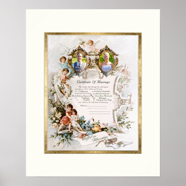 Poster Photographie de certificat de mariage de mariage v (Devant)