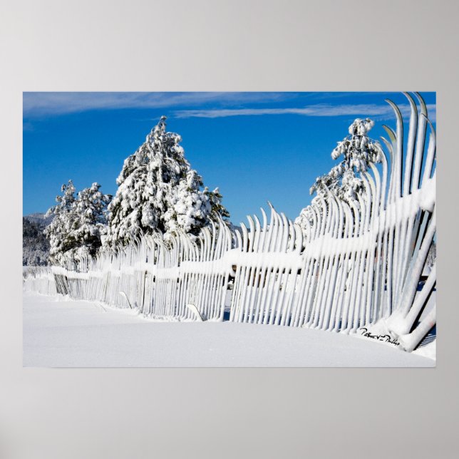 Poster Photographie de la clôture de ski de neige (Devant)