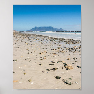 Poster Photographie de la plage du Cap et de la montagne 
