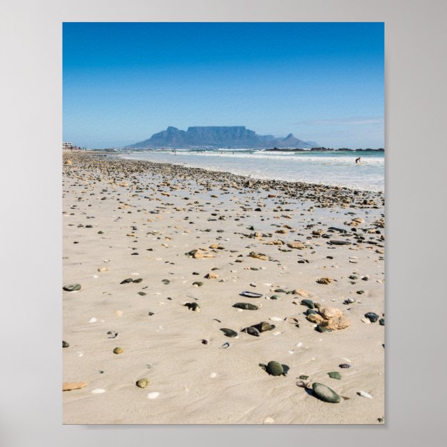 Poster Photographie de la plage du Cap et de la montagne  (Devant)