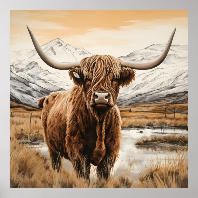 Poster Photographie de l'affiche de la vache Highland Mod (Devant)