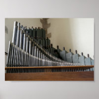 Photographie de mécanismes musicaux d'un orgue à t