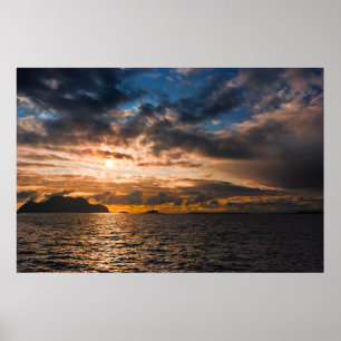 Poster Photographie du coucher du soleil sur la mer du No