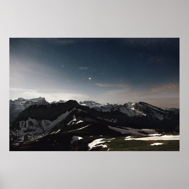 POSTER PHOTOGRAPHIE DU PAYSAGE DE MONTAGNE NOIRE ET BLANC (Devant)