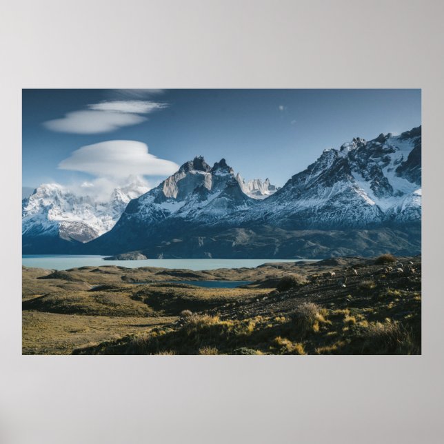 POSTER PHOTOGRAPHIE DU PAYSAGE DE MONTAGNE NOIRE ET BLANC (Devant)