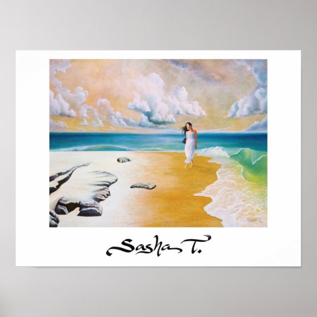Poster Photographie d'une fille sur la plage (Devant)