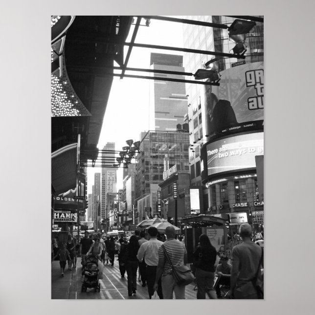 Poster Photographie noir et blanc du Carré du Times NYC (Devant)