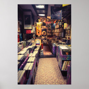 Poster Photographie originale de magasin de disques à Flo