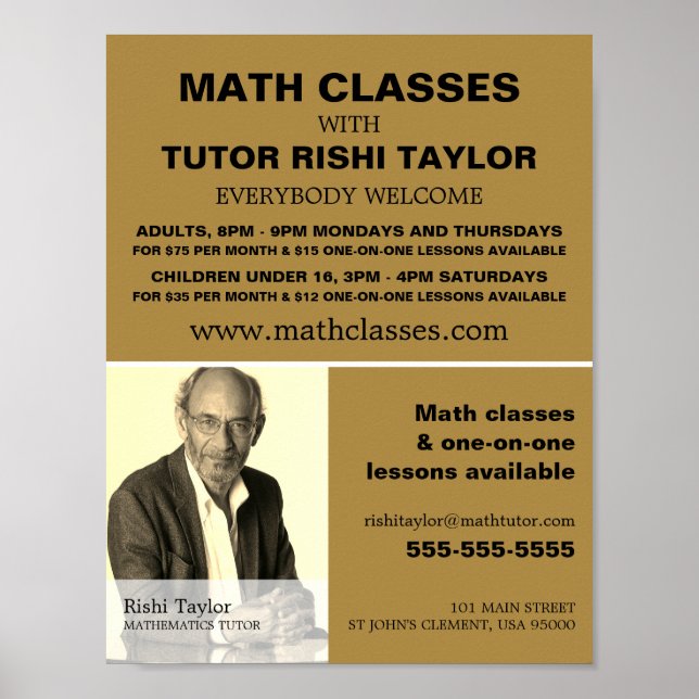 Poster Photographie personnalisée, cours de mathématiques (Devant)
