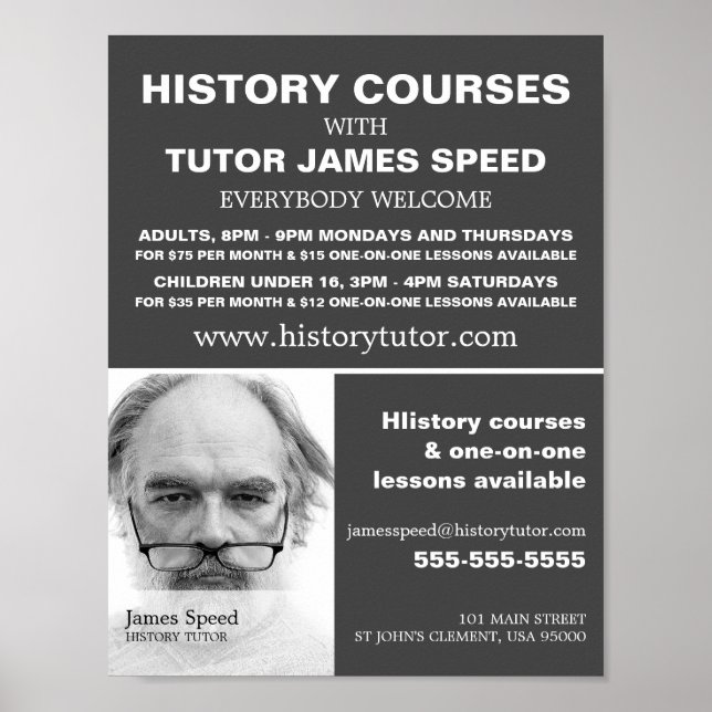 Poster Photographie personnalisée, cours d'histoire Adver (Devant)